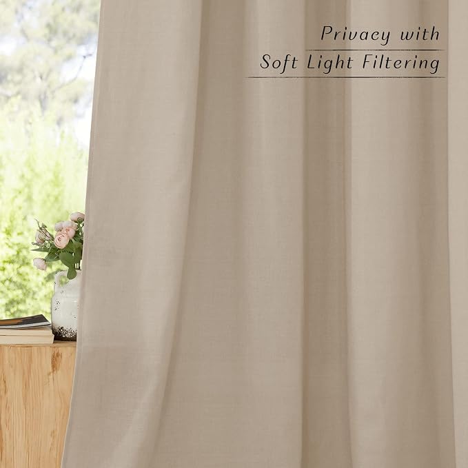NICETOWN Thick Linen Blend Taupe Curtains 120 inches Long, Grommet Bedroom - Image 5