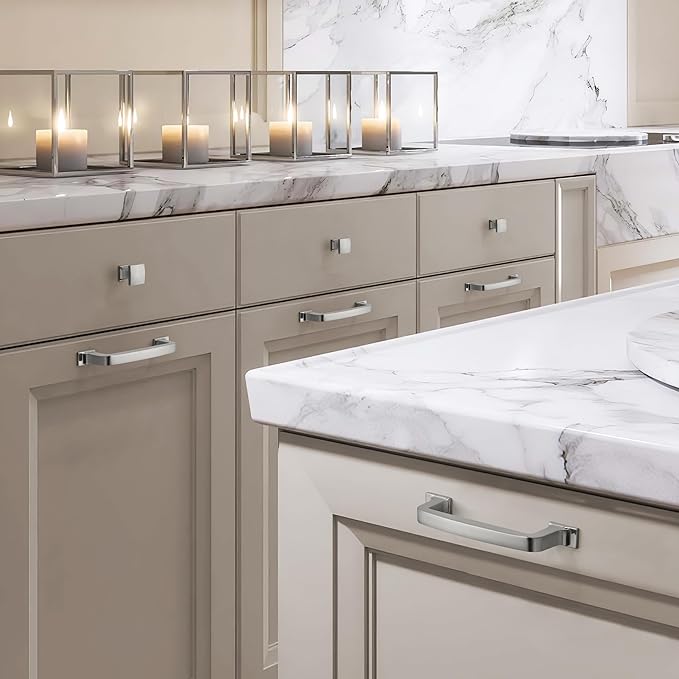 khtuMealware 10 Pack 3 Inch Cupboard Handles - Brushed Satin Nickel Cabinet Pulls & Drawer Handles