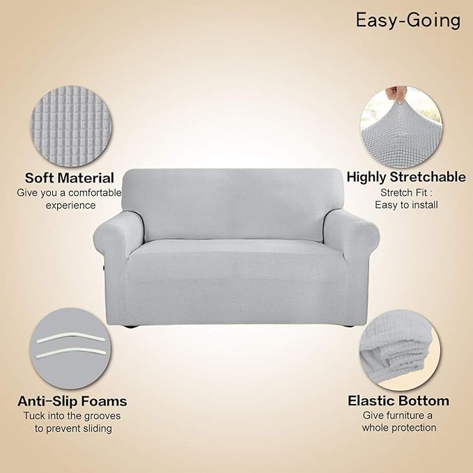 Easy-Going Stretch Oversized Sofa Couch Slipcover Washable Silver Gray | - Image 3