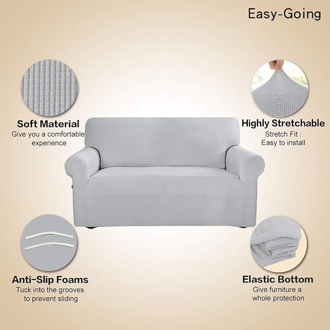 Easy-Going Stretch 4 Seater Oversized Sofa Couch Cover Silver Gray | 1-Piece - Image 4