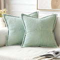 MIULEE Mint Green Corduroy Pillow Covers 20x20 Inch by MIULEE