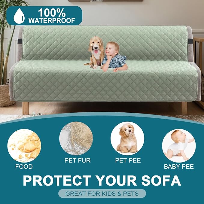 Turquoize 100% Waterproof Futon Cover Futon Slipcover Washable Armless Sofa Bed - Image 2
