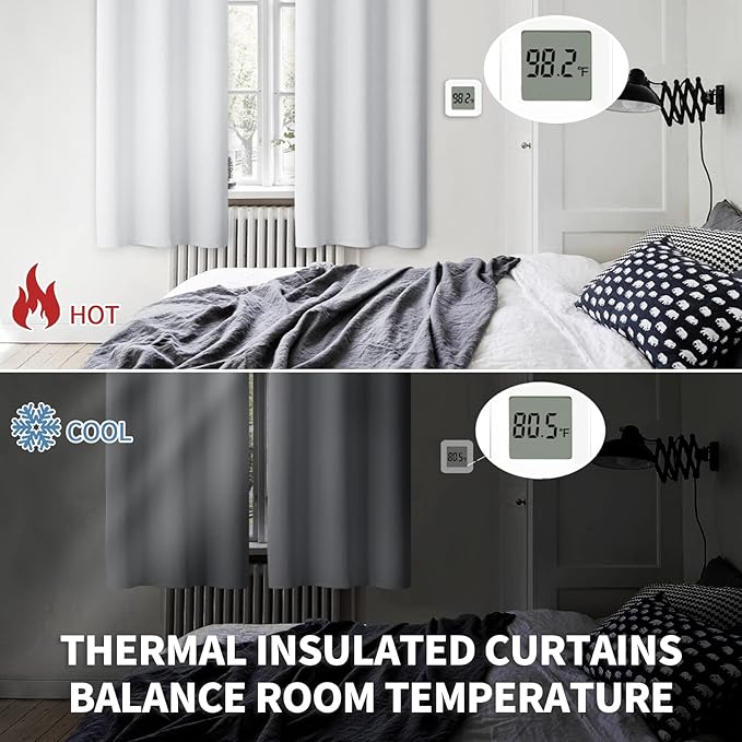 BGment Room Darkening Curtains 54 Inches Long - Grommet Thermal Insulated Drapes Window Treatment Curtains for Bedroom, 2 Panels, 38 x 54 Inch, Greyish White