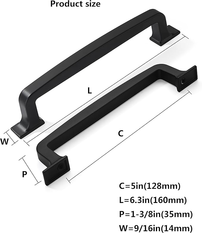 Khtumeware 2 Pack 5 Inch Drawer Handles - Matte Black Cabinet Pulls for Cupboards