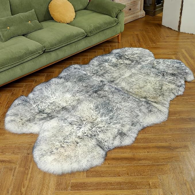 IRIWOOL Premium Genuine Fur Sheepskin Rug Real Australia Sheepskin Natural - Image 5