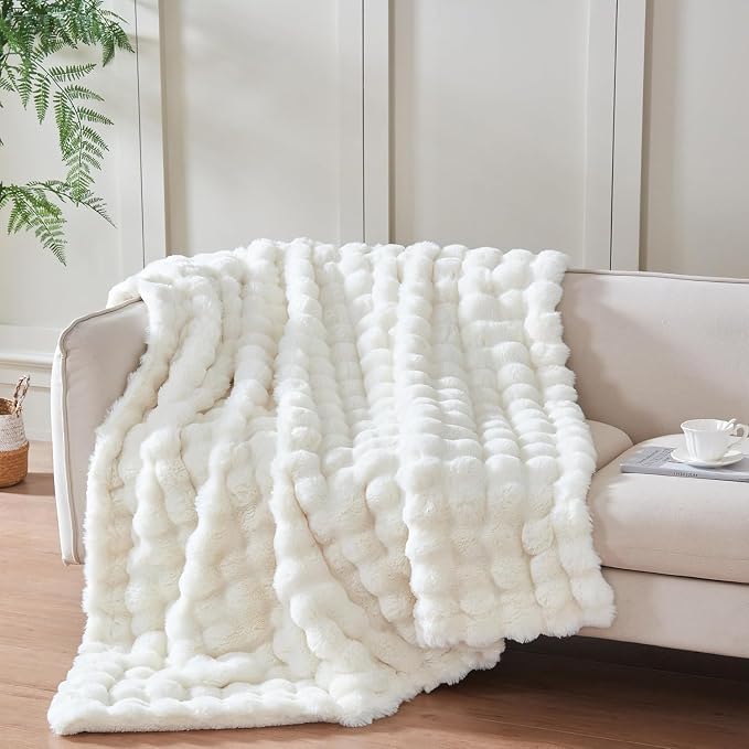 60x80 Inches Ultra-Soft Fuzzy Faux Fur Plush Twin Size Blanket - Image 2