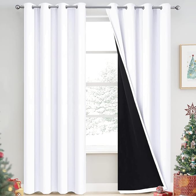 Yakamok Pure White 100% Blackout Curtains 90 Inches Long 52" Wide 2 Panel | by Yakamok