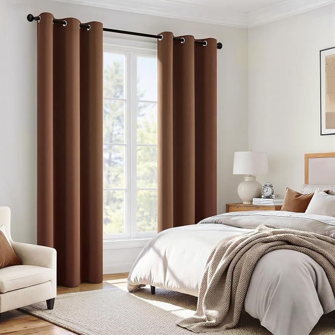 MIULEE Mocha Brown 100% Blackout Curtains - Image 6