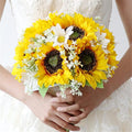 Wedding Bouquet for Bride Bridesmaid, Artificial Sunflower Bouquets for Wedding Church Bouquet Home Decoration