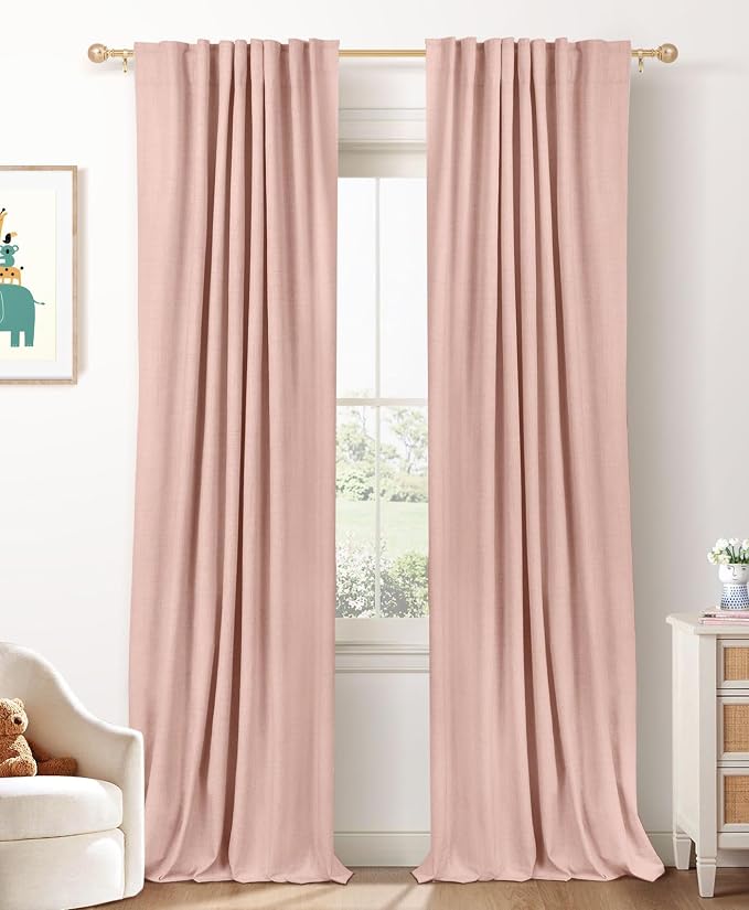 Faux Linen Total Blackout Curtains by 100BlackoutShield