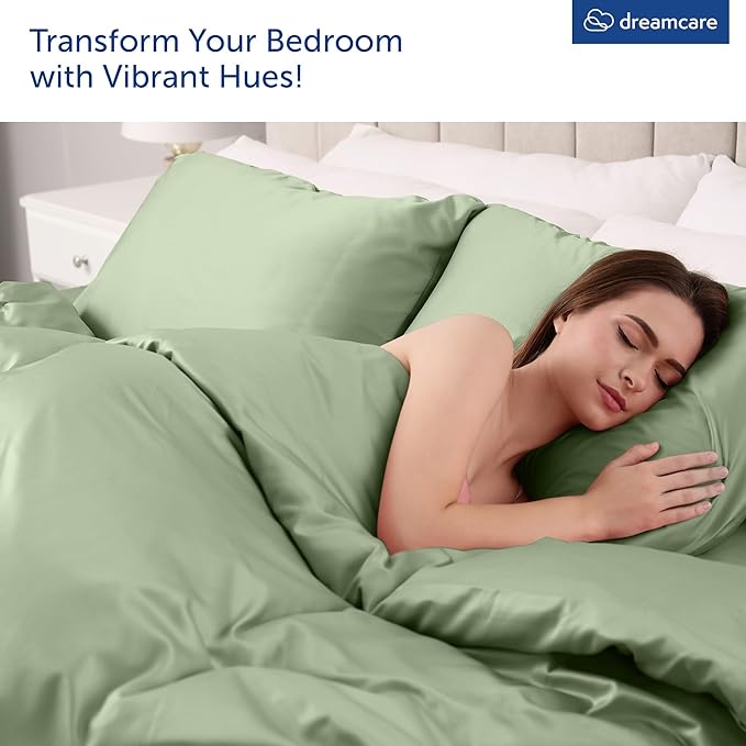 DREAMCARE King Size Sheets Set – 6 pcs Cooling Bed Sheets – up to 15” Deep Pocket King Sheet Set – 2500 Supreme Collection – Extra Soft 100% Brushed Microfiber Hotel Luxury with Side Pocket – S Green