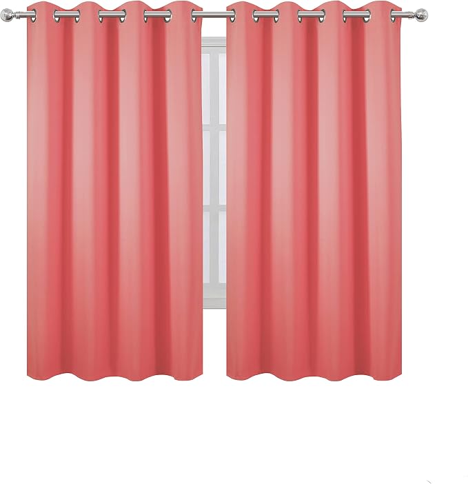 Coral Blackout Curtains 52 x 63 Inch Length/Set of 2 Curtain Panels/Thermal - Image 2