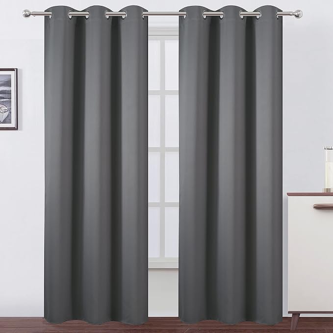 Frost Grey Blackout Curtains 34 x 84 Inch Length/Set of 2 Curtain by Lemomo