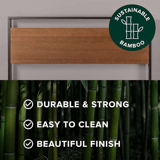 ZINUS Suzanne Bamboo and Metal Platform Bed Frame, 7-Inch Low Profile, Solid Steel Construction, No Box Spring Needed, Wood Slat Support, Easy Assembly, Chestnut Brown, Full