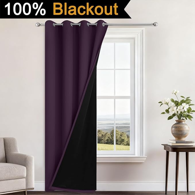 Yakamok Purple 100% Blackout Curtains 84 Inches Long - Image 2