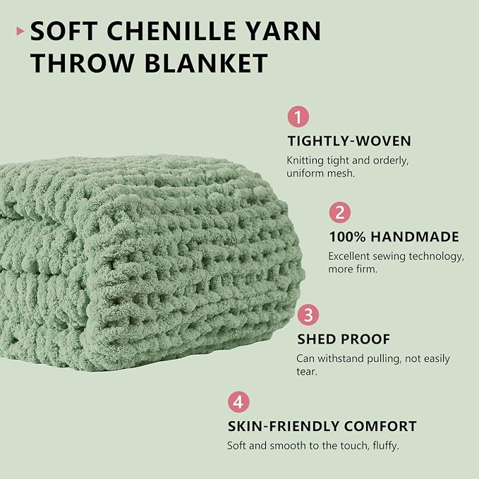 L'AGRATY Chunky Knit Throw Blanket - Image 2