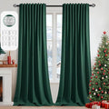 MIULEE Christmas Hunter Green Back Tab Blackout Curtains 52"x102" 2 Panels | by MIULEE