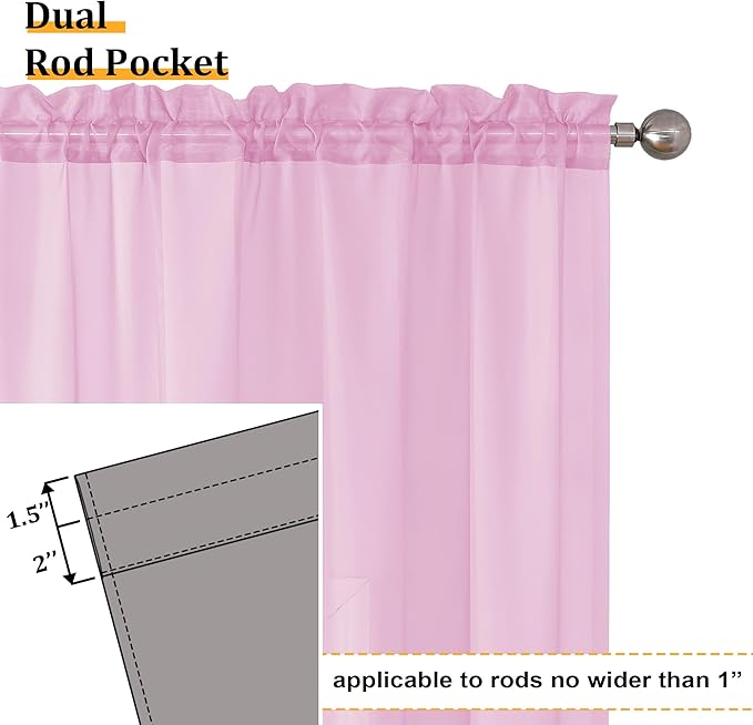 Aiyufeng Pink Short Curtains Sheer Bathroom