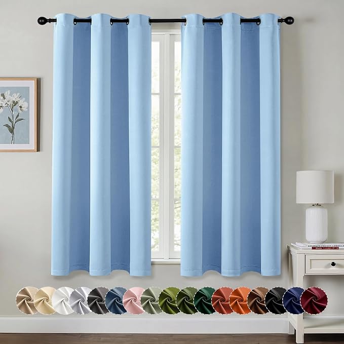 MIULEE Blackout Curtains for Bedroom 2 Panels 40 x 63 Inch Long Sky Blue | by MIULEE