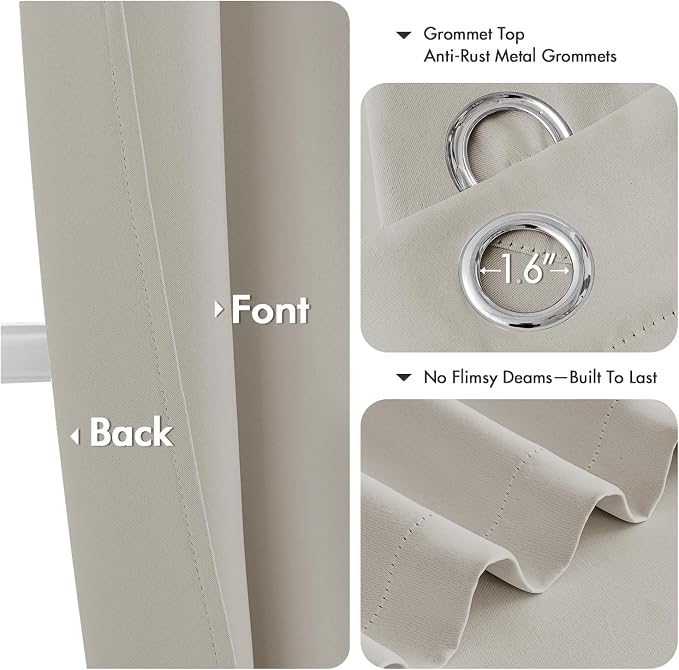 MIULEE Blackout Curtains for Bedroom 2 Panels 40 x 45 Inch Long Natural | - Image 4