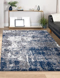 Keen Home Design Area Rugs - 6x9 Non-Shedding, Abstract Rugs for Kitchen, Living Room, Bedroom, Dining Room, Entryway - Size: 5'11" x 9'2", Navy/Grey/White