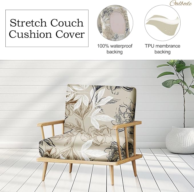 CALBODE 8Pcs Outdoor Stretch Cushion Covers, Waterproof Outdoor Chair Floral - Image 4
