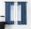 DUALIFE Navy Indigo Blue 54 Inches Sheer Curtains for Bathroom Small Windows with Grommet Semi Voile Drapes for Boys Room Kids Bedroom 52 x 54 Inch Length Set of 2 Panels Dark Blue