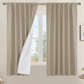 100% Blackout Natural Linen Curtains 63 Inches by LAMIT
