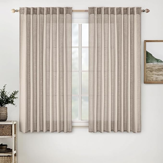 MIULEE Natural Linen Curtains 52x54 Inch Length by MIULEE