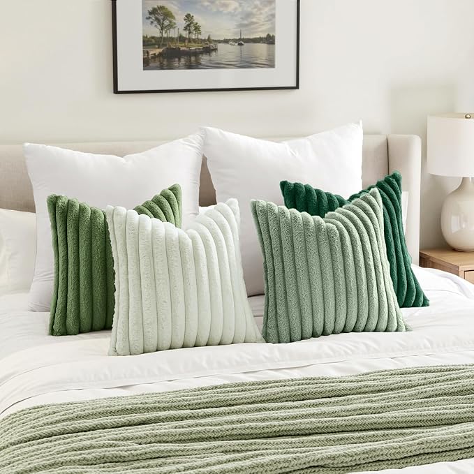 MIULEE Faux Fur Plush Decorative Throw Pillow Covers 20x20, Soft Modern Cozy - Image 3
