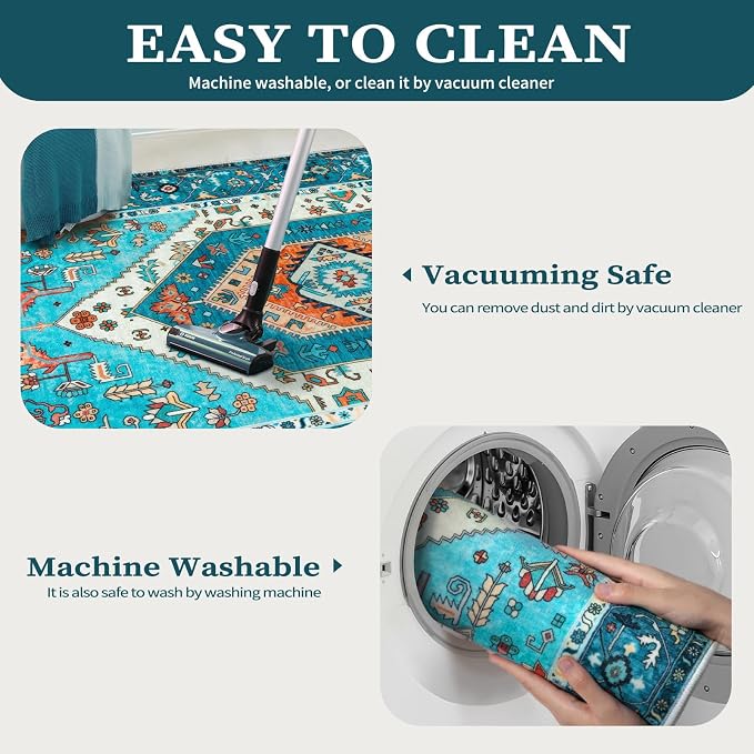 SERISSA 5x7 Washable Non Slip Boho Area Rug - Image 2