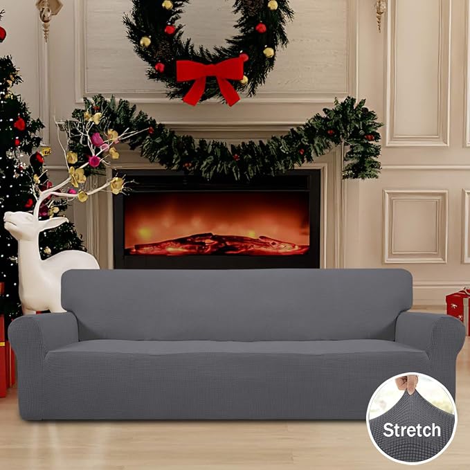 Easy-Going Stretch 4 Seater Oversized Sofa Couch Cover Gray | 1-Piece Extra - Image 2