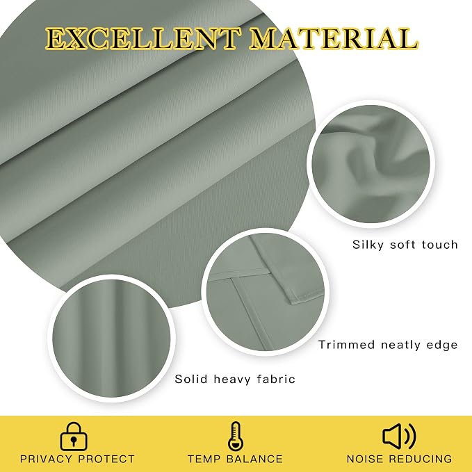 NICETOWN Blackout Sage Green Curtain - Image 4
