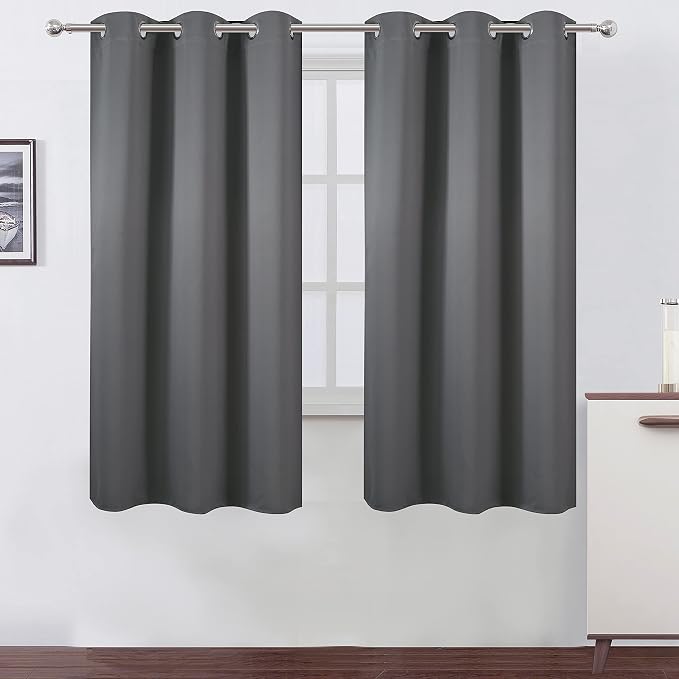 Frost Grey Blackout Curtains 34 x 63 Inch Length/Set of 2 Curtain by Lemomo