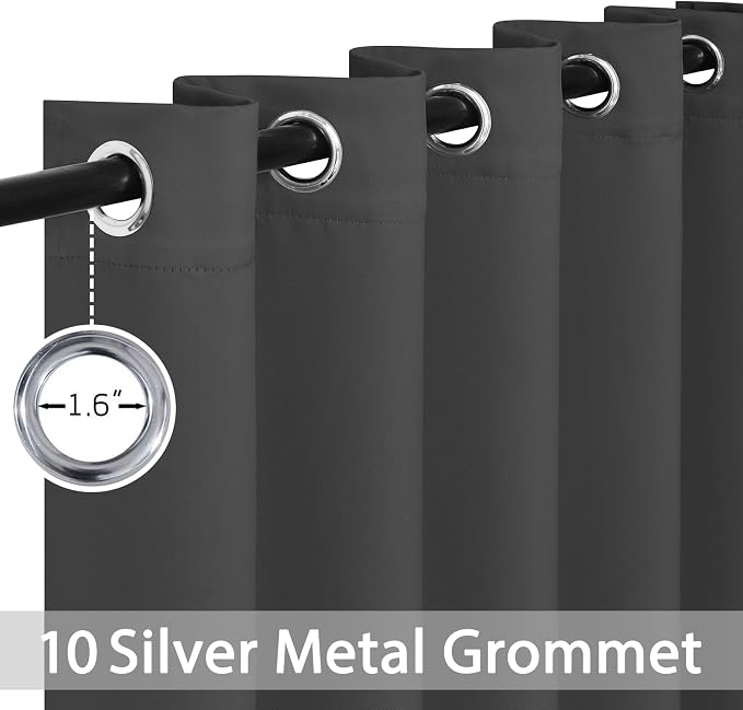 Yakamok Room Darkening Curtains 62x63 inch Length Charcoal Grey-Living Room | 2 - Image 2