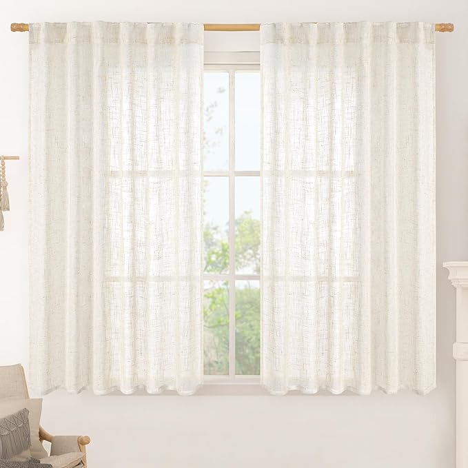 Light Filtering Linen Curtains 54 inches Long by LAMIT