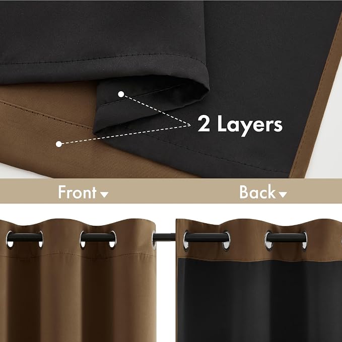 MIULEE Brown 100% Blackout Curtains - Image 3