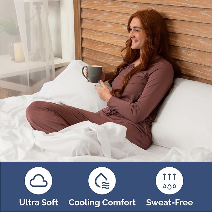 Twin XL 4 Piece Sheet Set - Comfy Breathable & Cooling - Soft Hotel Luxury Bedding Set with 8-16 Inch Deep Pockets - 1 Flat & 1 Fitted Sheet & 2 Pillowcases - Wrinkle Free & Easy Care - Antique White