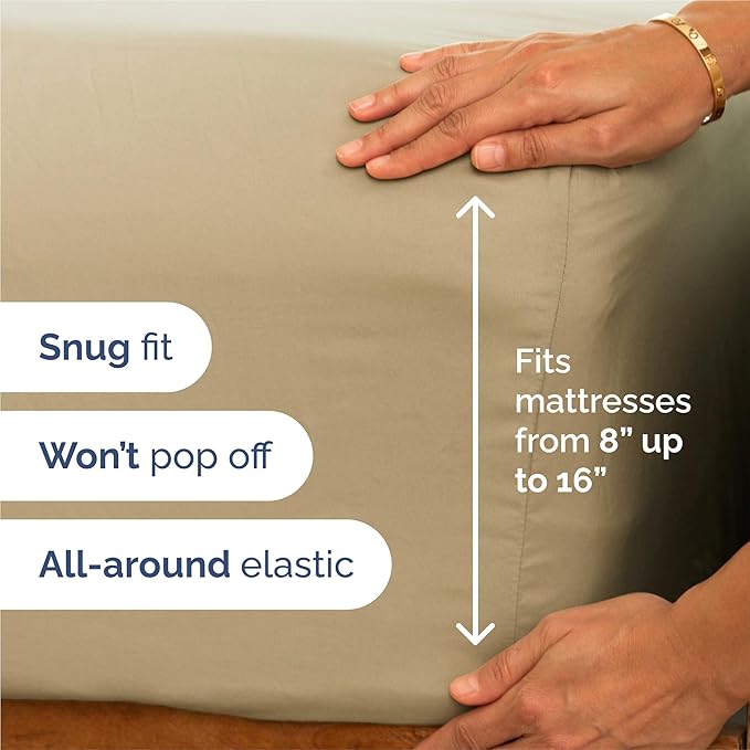 King 6 Piece Sheet Set - Comfy Breathable & Cooling - Ultra Soft Hotel Luxury Bedding Set with 8-16 Inch Deep Pockets - 1 Flat & 1 Fitted Sheet & 4 Pillowcases - Cozy, Wrinkle Free & Easy Care - Beige