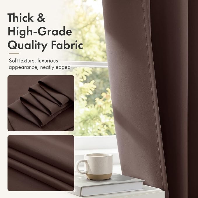 MIULEE 4 Panel Set Short Bedroom Blackout Curtains 54 Inch Long Dark Brown | - Image 6