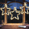 MAOYUE Christmas Window Lights 3 Pack Christmas Star Lights with Snow Pine Leaves Battery Operated Christmas Lights for Outdoor Christmas Decorations, Window, Indoor, Door, Porch, Party, Warm White
