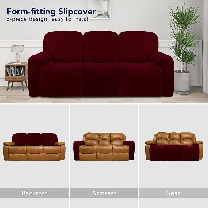 PureFit Super Stretch 3 Seats Recliner Sofa Couch Cover - Image 4