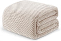 Exclusivo Mezcla Soft Waffle Fleece Bed Blanket King Size, Tan | Lightweight by ExclusivoMezcla