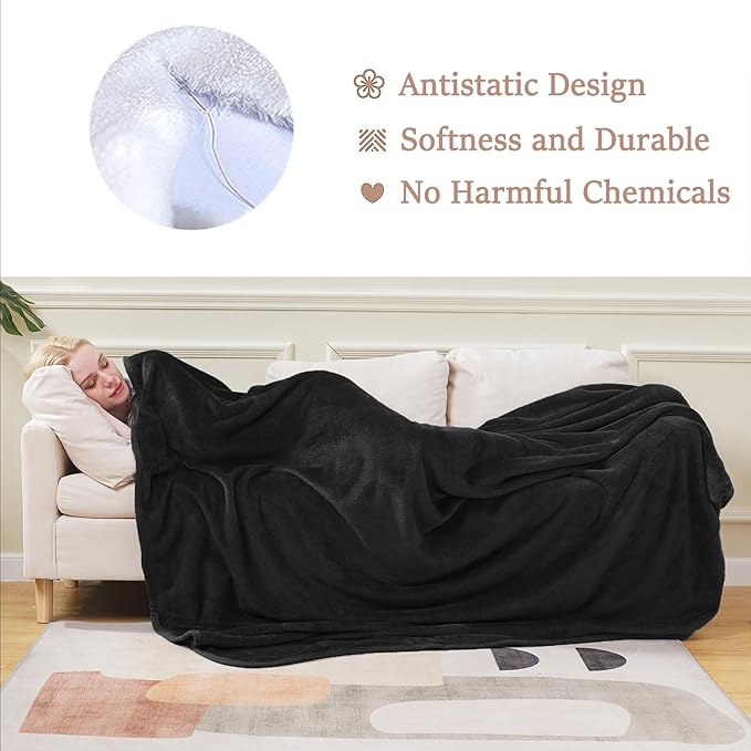 Soft Blanket Twin Size Fleece Warm Fuzzy Throw Blankets for The Bed Sofa Lightweight Charcoal Grey 66" x 90"