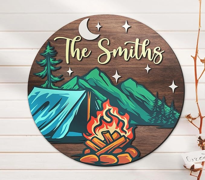 Custom Family Name Signs, Wooden Door Sign, 8"x8", Sentimental Playful, Indoor Decorative Uses