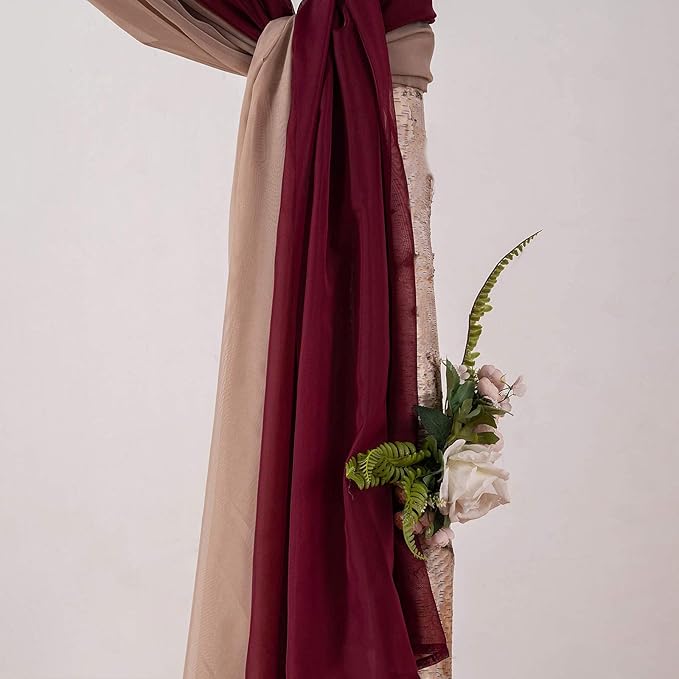 MIULEE Christmas Sheer Window Scarf Valance Extra Long Topper Window Treatment Elegant Curtain Scarves Luxury Swag Curtain Drapes for Wedding Arch Ceremony Canopy Bed, 37 x 216 One Panel, Maroon Red