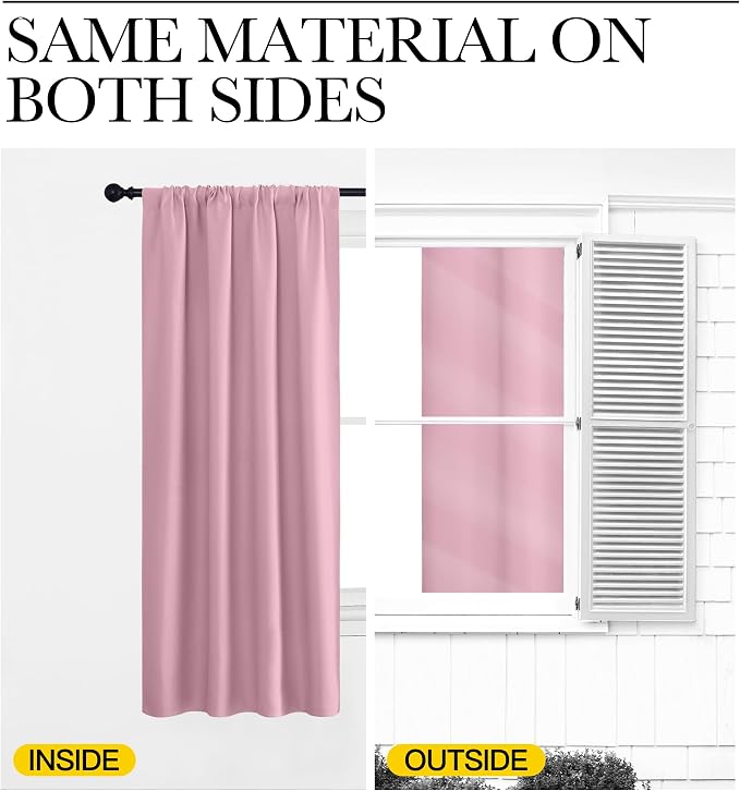 NICETOWN Kitchen Curtains, Short Blackout Curtains & Drapes, Rouge Pink - Image 5