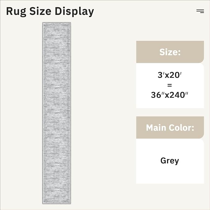 Soalmost Washable Hallway Runner Rug 3x20 Kitchen Entry Rugs Non-Slip, Foldable - Image 5