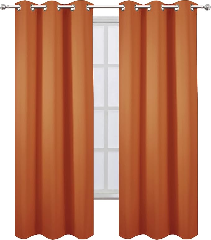 Blackout Curtains 42 x 84 inch/Orange Curtains Set of 2 Panels/Thermal - Image 2