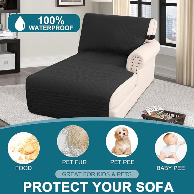 Turquoize 100% Waterproof Sofa Covers Chaise Lounge L Shape Sofa Protector Slip - Image 2